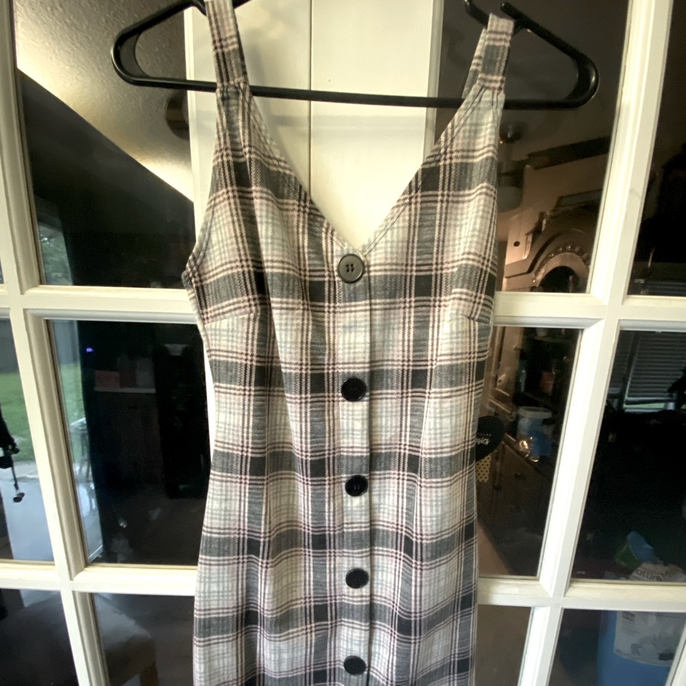 Popular basics plaid button up dress